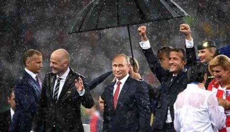 Fifa World Cup 2018 Russian President Vladimir Putins Umbrella Gets