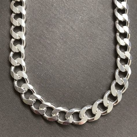 925 Sterling Silver Mens Cuban Tight Curb Link Chain Necklace 14mm