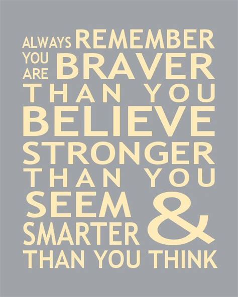 To be human, you've got to want. Print Christopher Robin Pooh Quote Braver Than You Believe ...