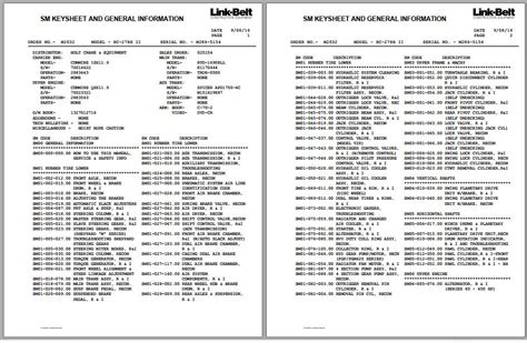 Linkbelt Lattice Boom Truck Crane HC 278H II Service Manual