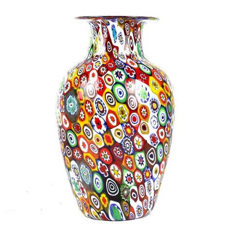 Klassische Vase Millefiori Mix Original Murano Glass S N C Muranoglas Handgefertigt