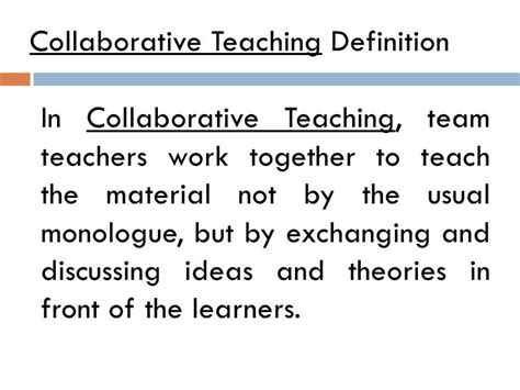 Team Teaching Collaborative Teaching