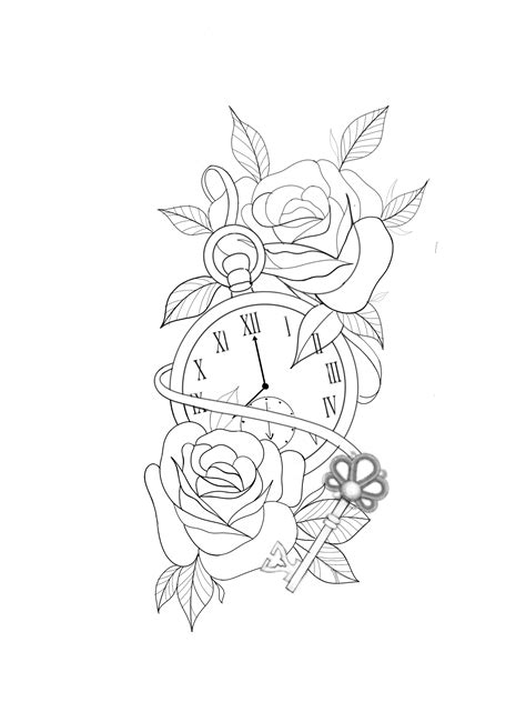 Discover More Than 81 Rose And Clock Tattoo Stencil Best Ineteachers
