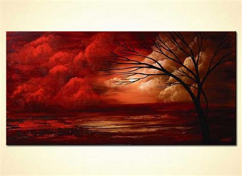 Painting For Sale Landscape Painting Of Red Clouds Tree