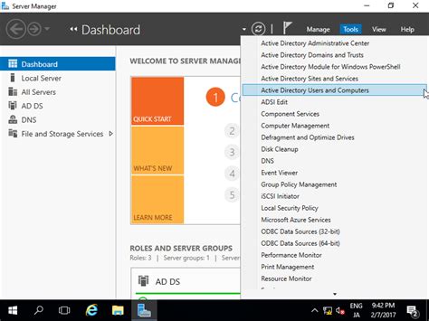 Windows Server 2016 Active Directory Add User Accounts Server World