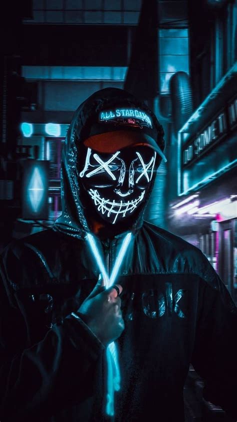 Neon Mask 4k Di 2020 Anime Gelap Seni Gelap Gambar Tokoh
