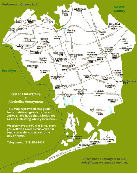 Map Of Queens Queens Intergroup Of Alcoholics Anonymous
