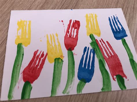 Mothers Day Card 2018 Tulip Flowers Using Forks And Paint Tulips