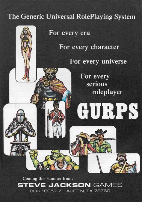 1985 Gurps Roleplaying Game Advertisement Battlegrip