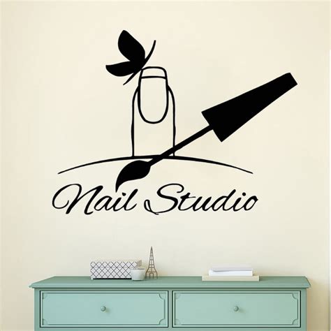 Wall Window Vinyl Decal Nail Salon Logo Wall Sticker Nail Art Polish Manicure Wall Mural Nail 