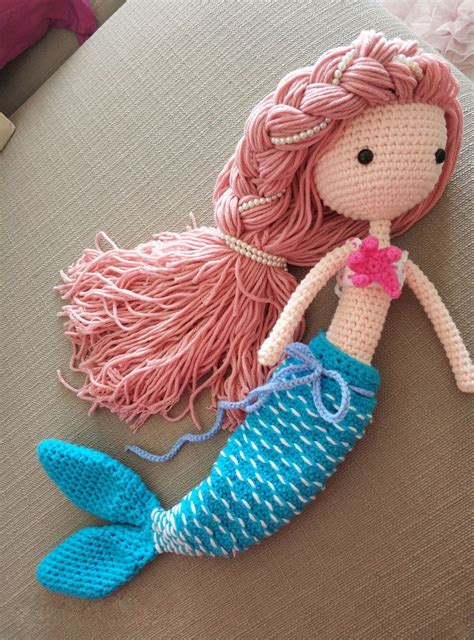 Mermaid Crochet Doll Mermaid Doll Amigurumi Doll Knitted Etsy