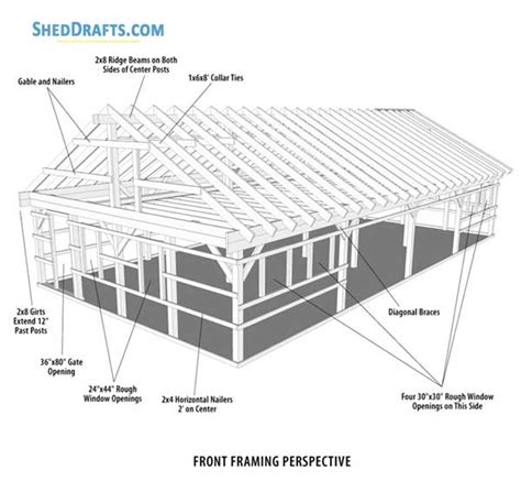20×48 Pole Barn Shed With Loft Plans