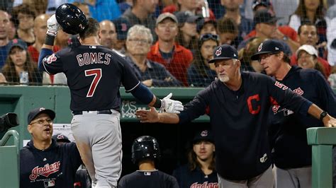 Cleveland Indians Yan Gomes Gets Congratulated By Terry Francona
