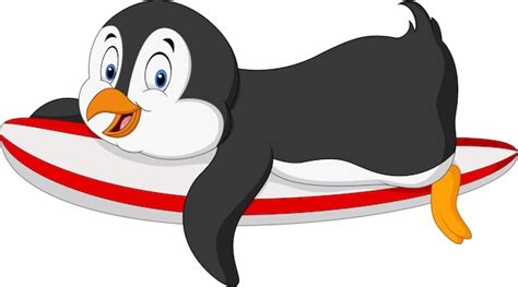 Premium Vector Cartoon Surfing Penguin