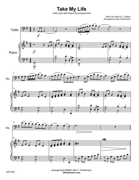 Take My Life And Let It Be Consecrated Cello Solo With Piano Accompaniment Arr Glen