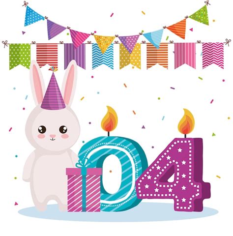 Premium Vector Happy Birthday Card With Rabbit