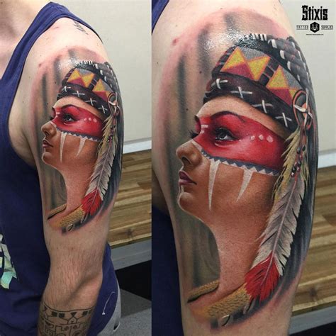 Native American Girl Portrait Best Tattoo Design Ideas