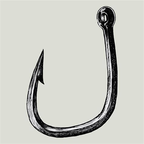 Hand Drawn Fish Hook Isolated Download Free Vector Art Stock