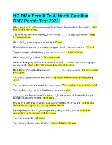 Nc Dmv Practice Test 2024 Elyn Norene