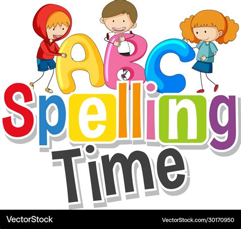 Font Design For Word Spelling Time With Kids Vector Image