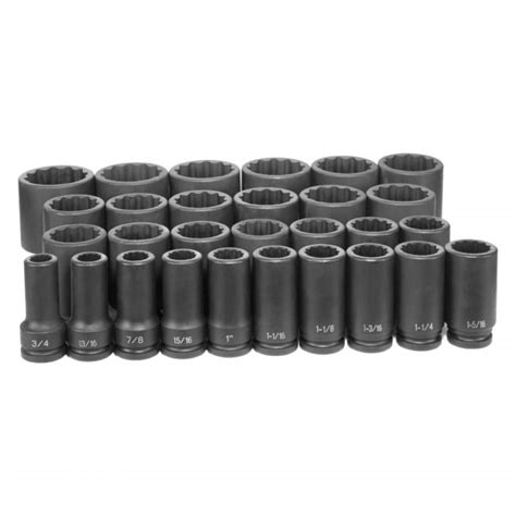 Grey Pneumatic® 8129d 34 Drive Sae 12 Point Deep Impact Socket Set