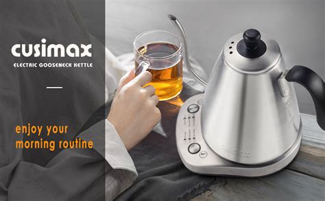 Cusimax Gooseneck Electric Kettle Pour Over Tea Coffee Kettle With Temp