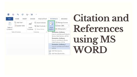 Easy Steps To Do Citation And Referencing Using Ms Word Tutorial Youtube