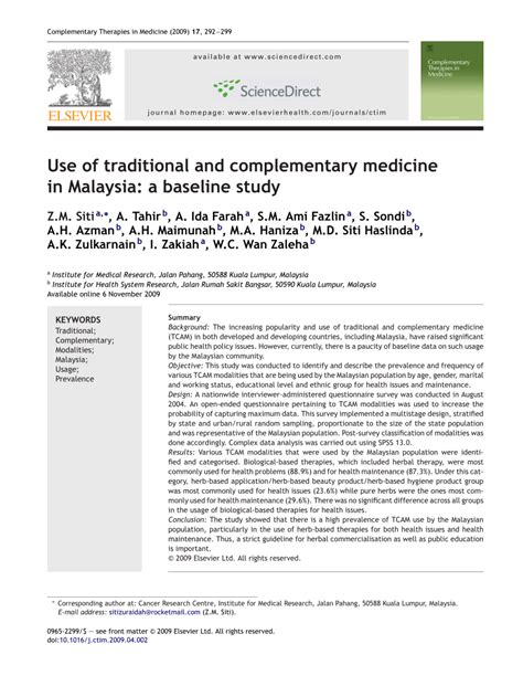 Introduction ministry of health malaysia. (PDF) Use of traditional and complementary medicine in ...