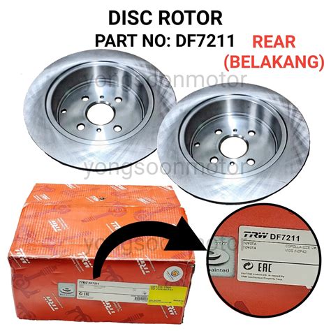 Original Trw Disc Rotor Rear Df Toyota Vios Ncp Altis Zze