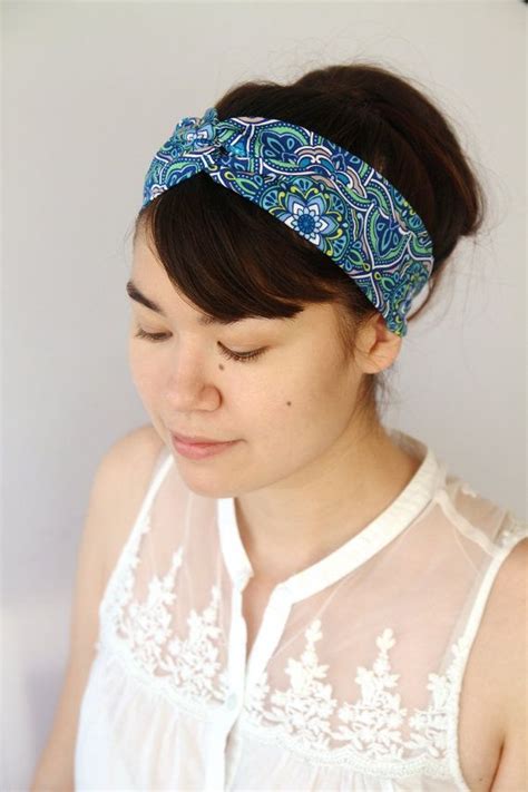 Blue Turban Headband Floral Turband Boho Twist Headband Turban