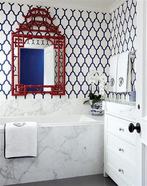 Navy Blue Wallpaper For Bathroom