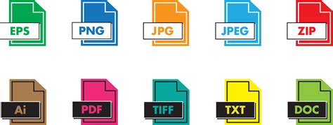 File Type Icon Set Format Of Documents File Extensions Colored File