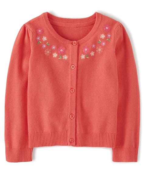 Girls Long Sleeve Embroidered Flowers Cardigan Fairy Blossom