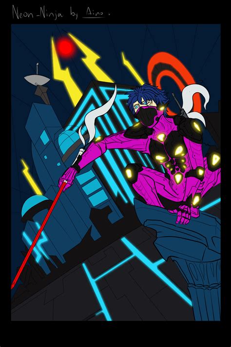 Neon Ninja Coloured Art By Saron Trovesaurus