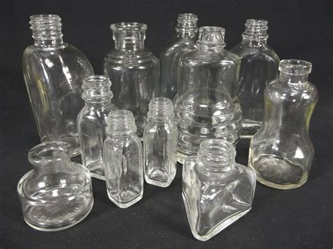 HAZEL ATLAS BOTTLE COLLECTION X11 Clear Apothecary Perfume Ink SMALL