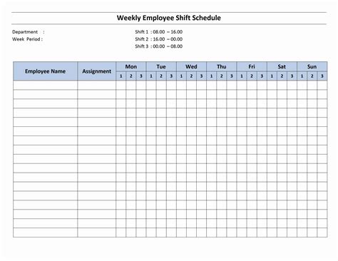 Free Monthly Work Schedule Template Weekly Employee Hour Shift Free Printable Blank Work