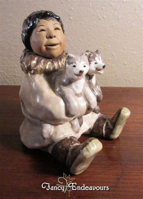 C Alan Johnson Figurine Christopher Inuit Eskimo Boy With Husky Dog
