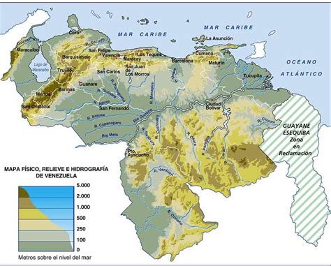 Mapa De Relieve E Hidrografía De Venezuela