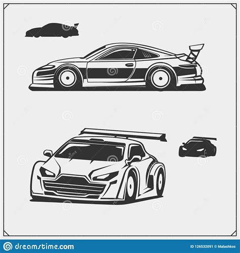 Set Of Speeding Racing Cars Vector Stock Vector Illustration Of