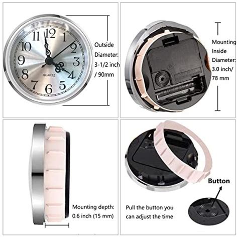 Hillhome Mini Clock Insert 3 12 Inch 90 Mm Round Quartz Silver Ebay