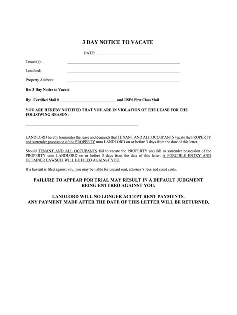Printable Texas Eviction Notice Template