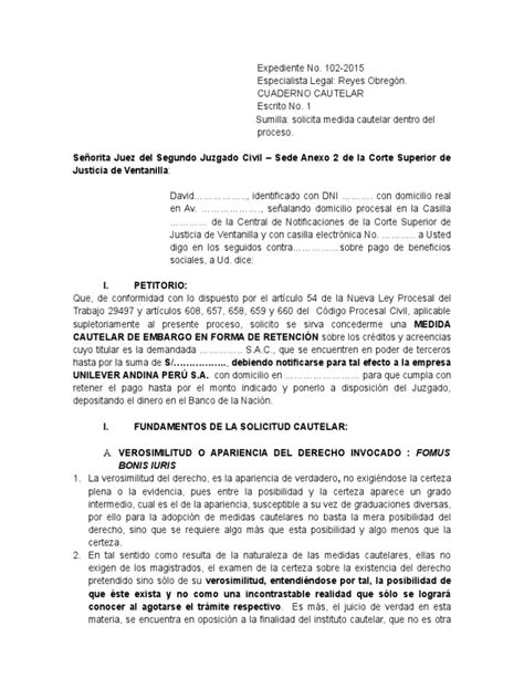 Modelo Embargo En Forma De Retención Pdf Mandato Derecho Laboral