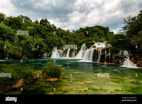 Beautiful Skradinski Buk Waterfall In Krka National Park Dalmatia