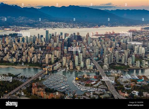Downtown Vancouver British Columbia Canada From The Air With Stock