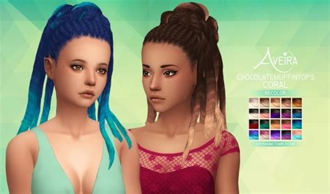 Chocolatemuffintops Coral Hair Recolors At Aveira Sims 4 Sims 4 Updates