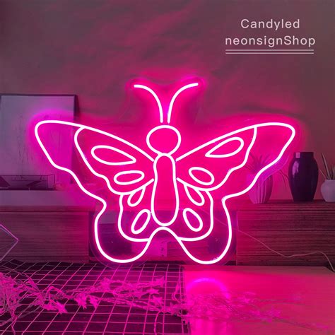 Pink Neon Sign Butterfly Neon Sign For Wall Decor Custom Pink Etsy
