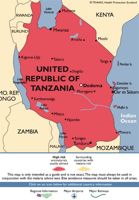 United Republic Of Tanzania Malaria Map Travel Health And Safety