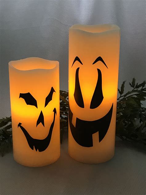 Set Of 2 Creepy Scary Led Halloween Candles Flameless Halloween Candle