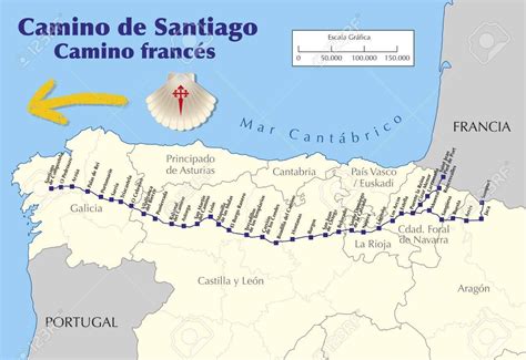 Carte De Camino De Santiago Carte De Saint James Avec Toutes Les