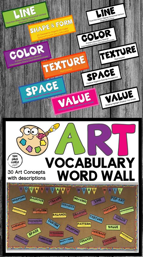 Art Elementary Vocabulary Word Wall Vocabulary Word Walls Vocabulary